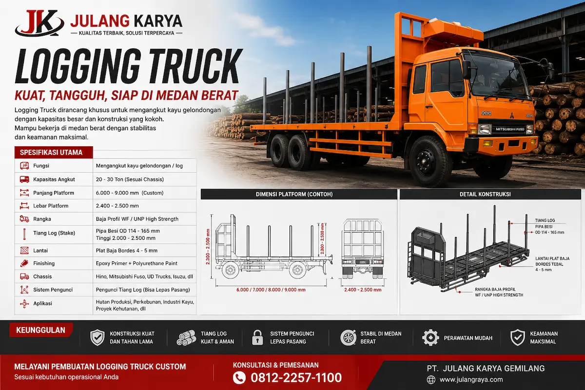 karoseri truk angkutan kayu handal