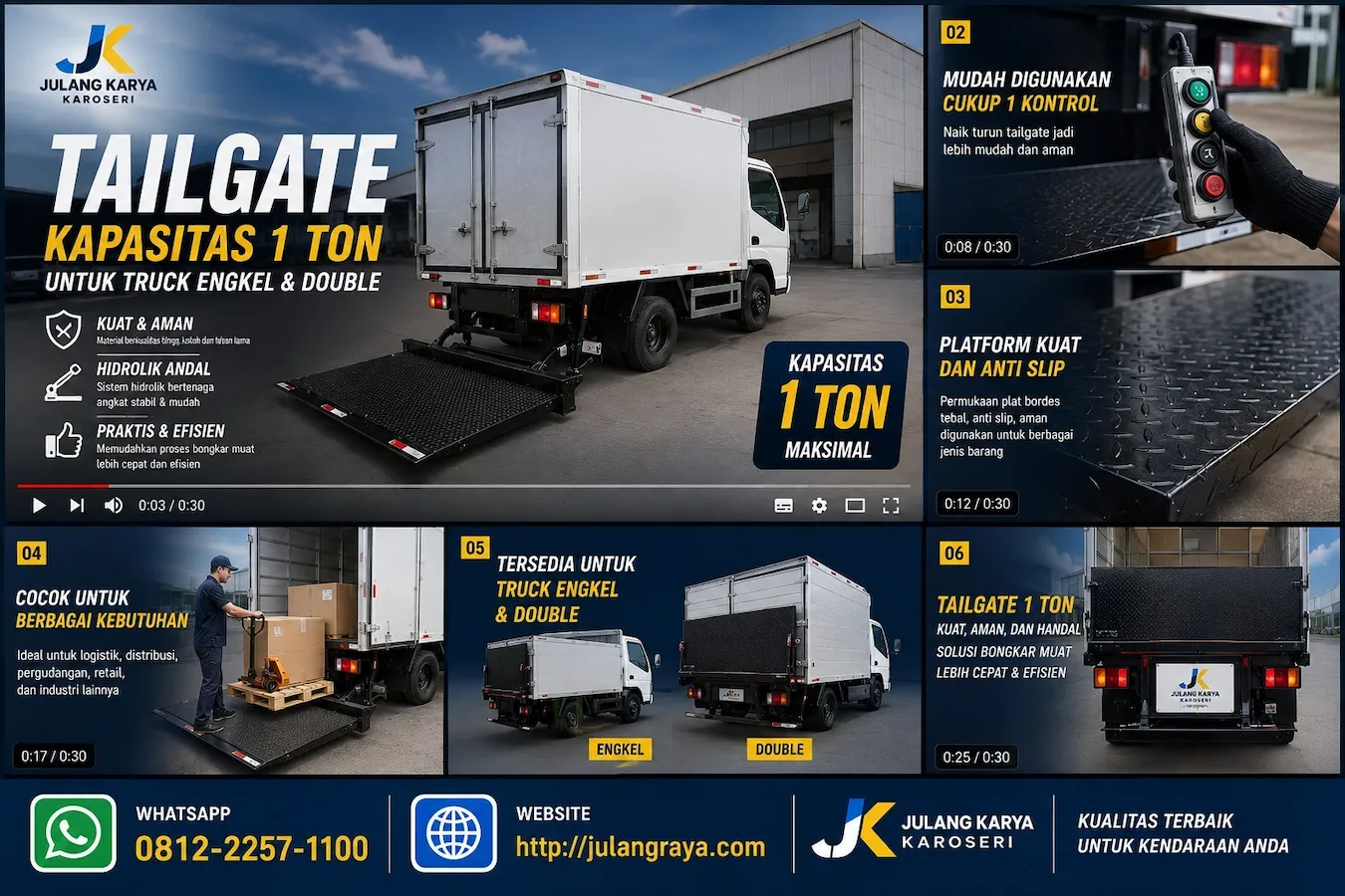 tailgate kapasitas 1 ton karoseri julang raya